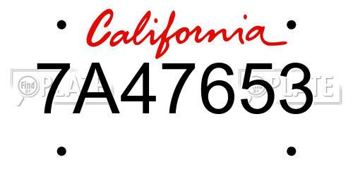 7A47653 California License Plate