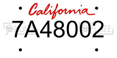 7A48002 California License Plate