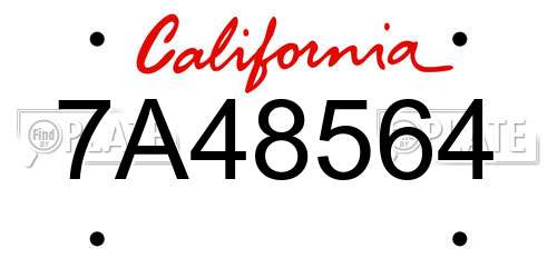 7A48564 California License Plate