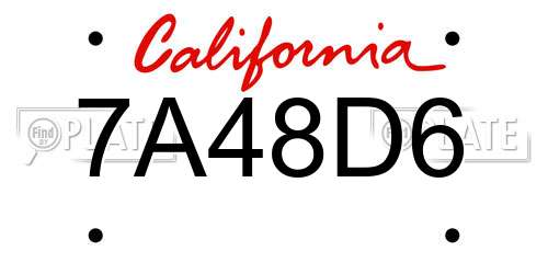7A48D6 California License Plate