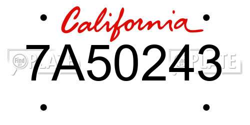7A50243 California License Plate