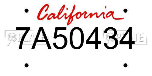 7A50434 California License Plate