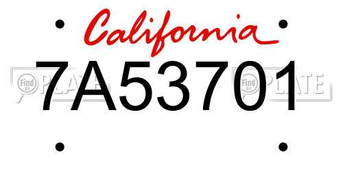 7A53701 California License Plate