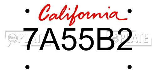 7A55B2 California License Plate