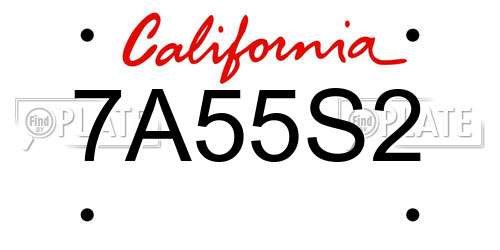 7A55S2 California License Plate