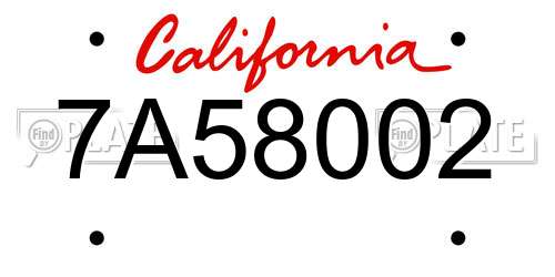 7A58002 California License Plate