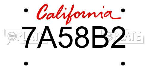 7A58B2 California License Plate