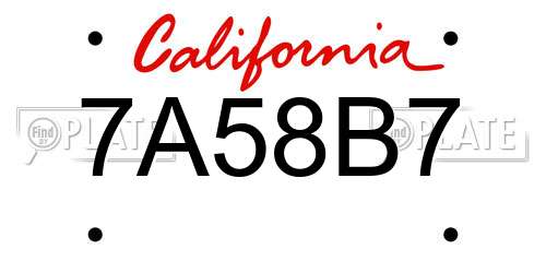 7A58B7 California License Plate