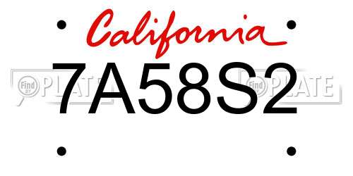 7A58S2 California License Plate