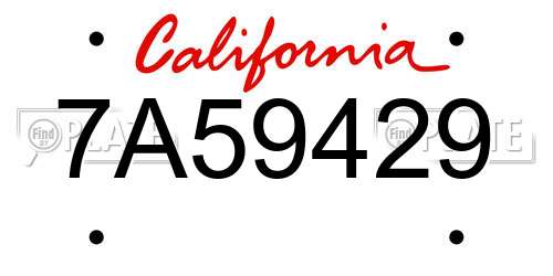 7A59429 California License Plate