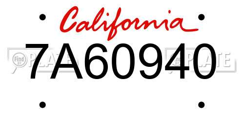 7A60940 California License Plate