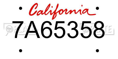 7A65358 California License Plate
