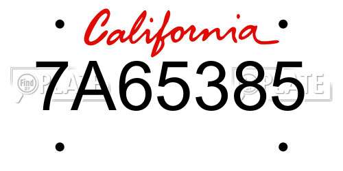 7A65385 California License Plate