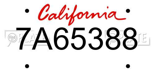 7A65388 California License Plate