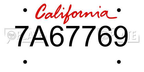 7A67769 California License Plate