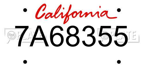 7A68355 California License Plate