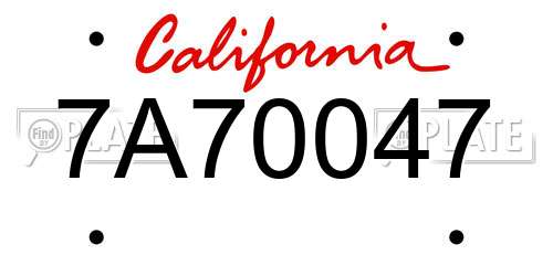 7A70047 California License Plate