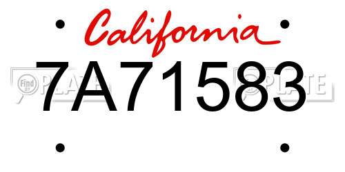 7A71583 California License Plate