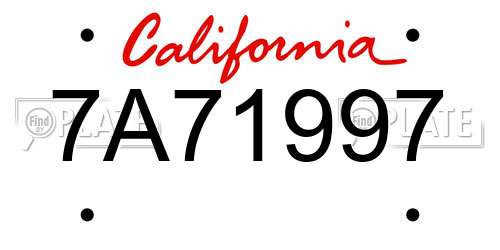 7A71997 California License Plate