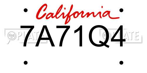 7A71Q4 California License Plate