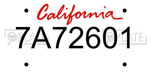 7A72601 California License Plate