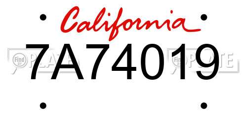 7A74019 California License Plate