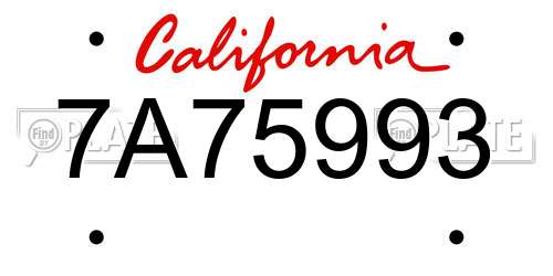 7A75993 California License Plate