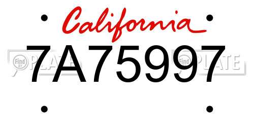 7A75997 California License Plate