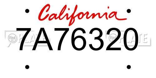 7A76320 California License Plate