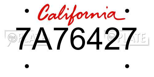 7A76427 California License Plate