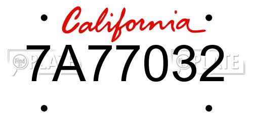 7A77032 California License Plate