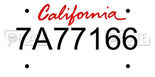 7A77166 California License Plate