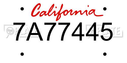 7A77445 California License Plate