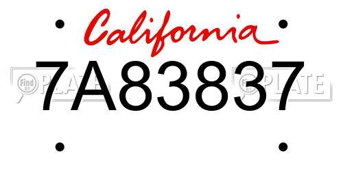 7A83837 California License Plate
