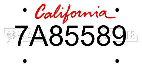 7A85589 California License Plate