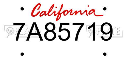 7A85719 California License Plate