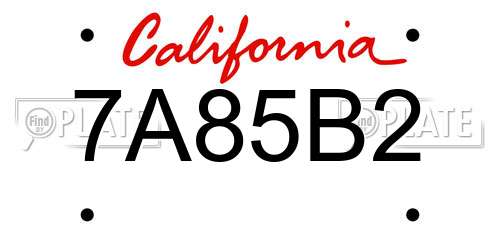 7A85B2 California License Plate