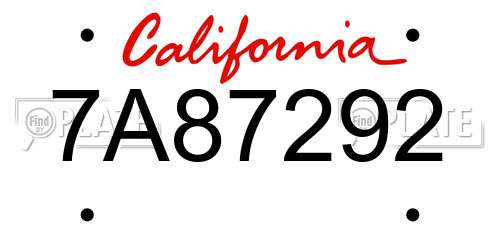 7A87292 California License Plate