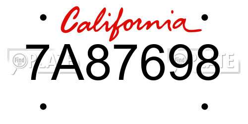 7A87698 California License Plate