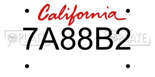 7A88B2 California License Plate
