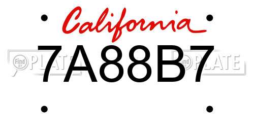 7A88B7 California License Plate
