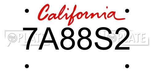 7A88S2 California License Plate