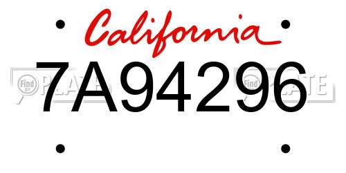 7A94296 California License Plate