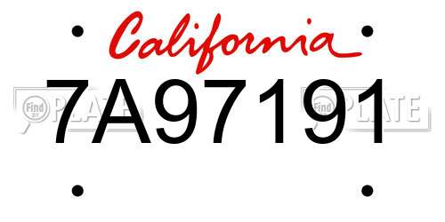 7A97191 California License Plate