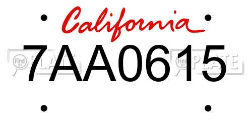 7AA0615 California License Plate