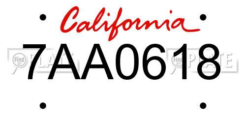 7AA0618 California License Plate
