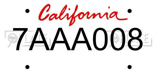 7AAA008 California License Plate