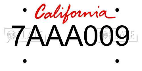 7AAA009 California License Plate