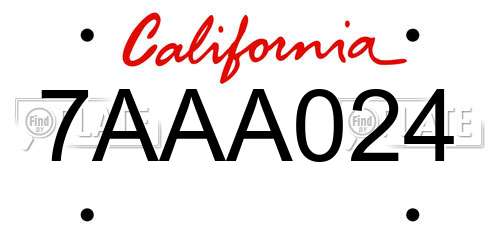 7AAA024 California License Plate