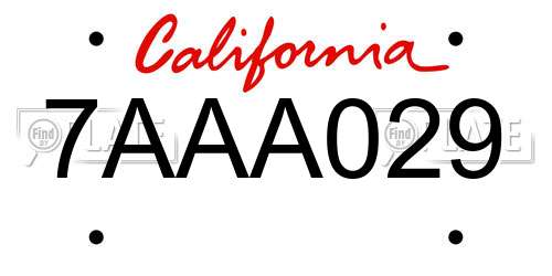 7AAA029 California License Plate